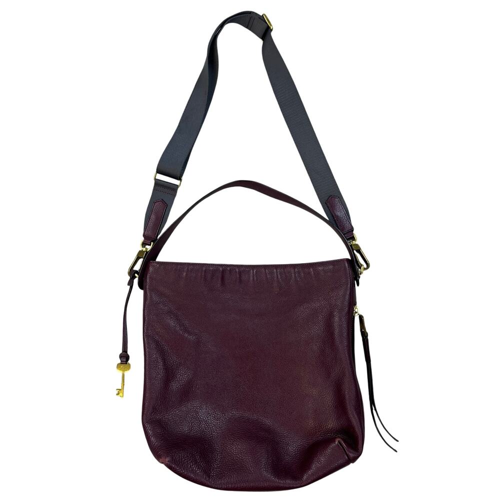 Fossil Amelia Burgundy Leather Convertible Hobo Shoulder Purse Bag - Picture 4 of 14